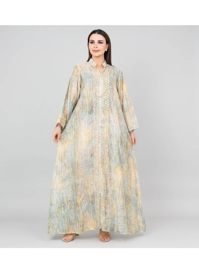 IKKXA Petal Grace Embroidered Jalabiya with Belt