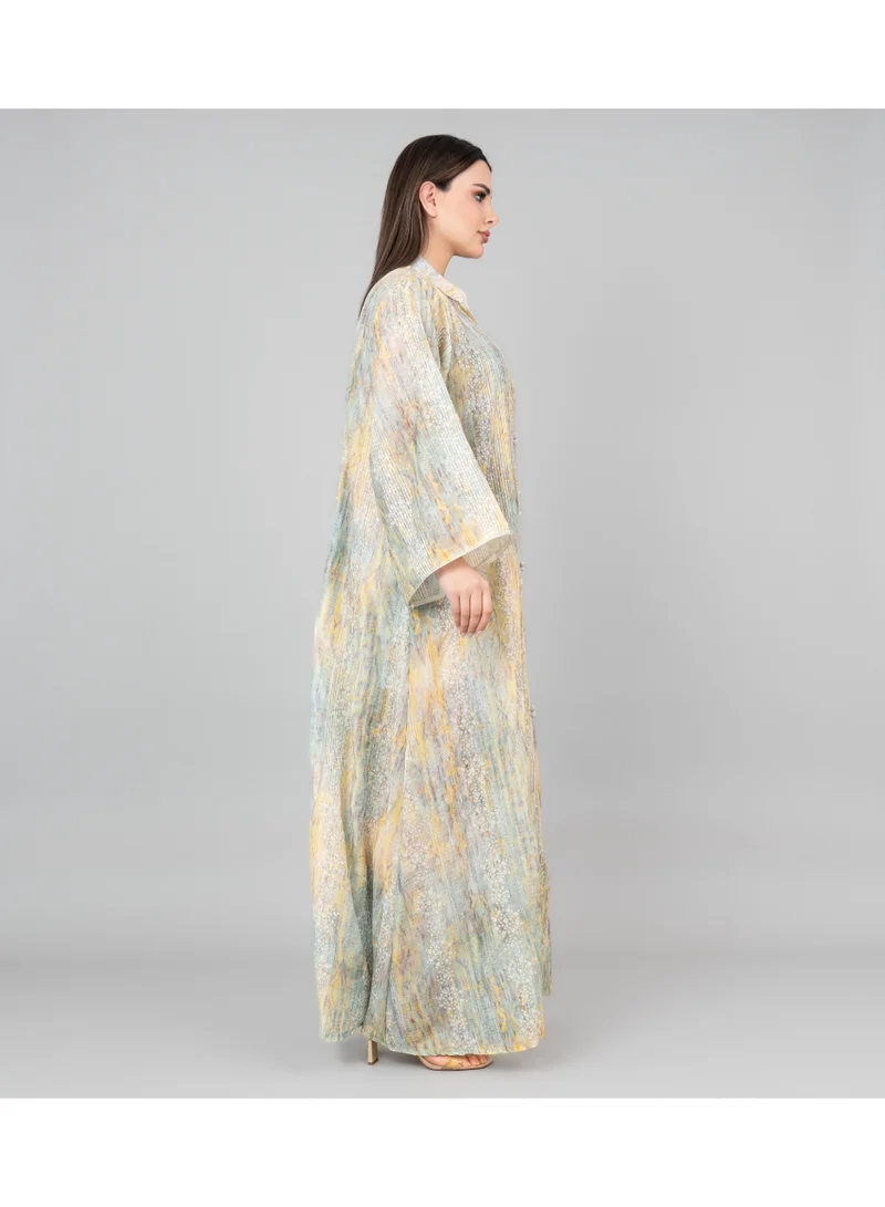 IKKXA Petal Grace Embroidered Jalabiya with Belt