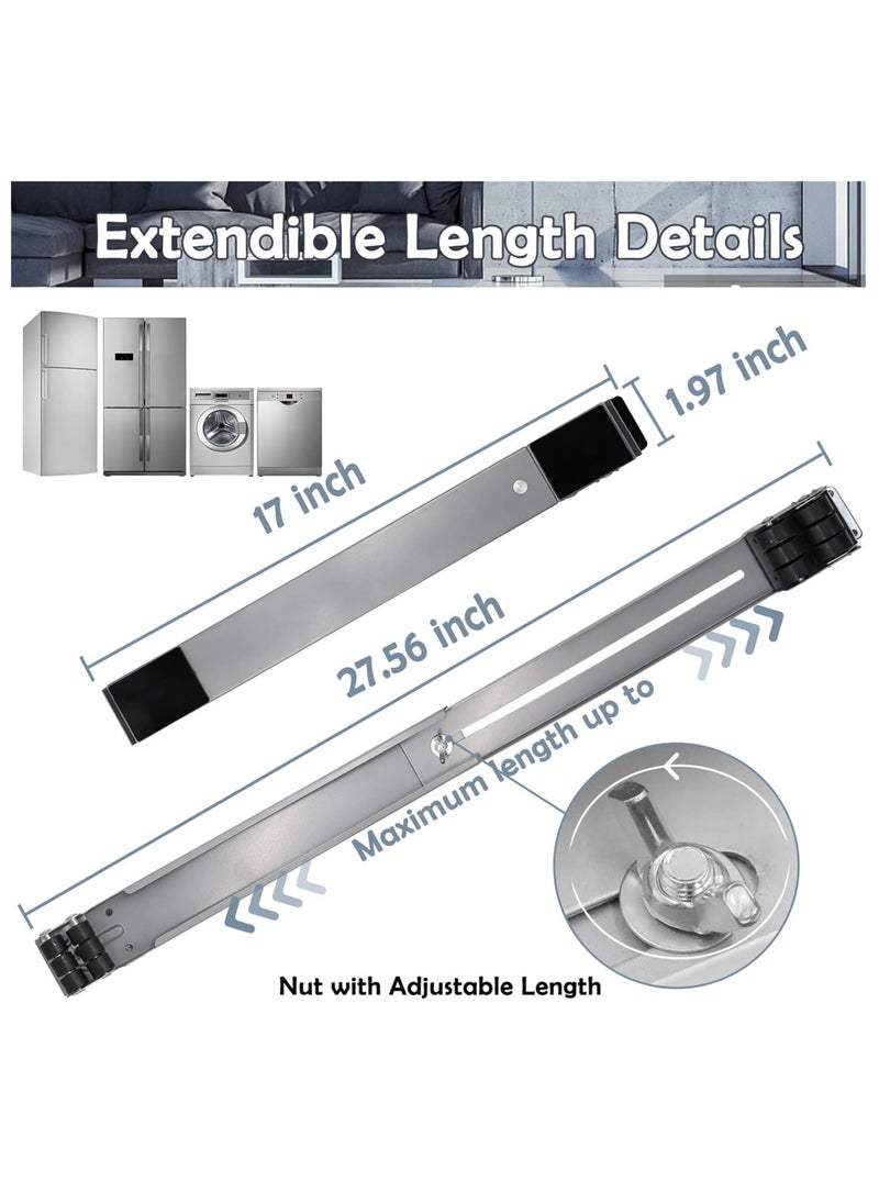 JAJEEK "Universal Extendable Furniture Appliance Rollers with 24 Rollers & Brakes – Heavy-Duty Mover Tools for Washing Machines, Refrigerators, Dryers, Strong Bearing Base, Grey"  - Image 3