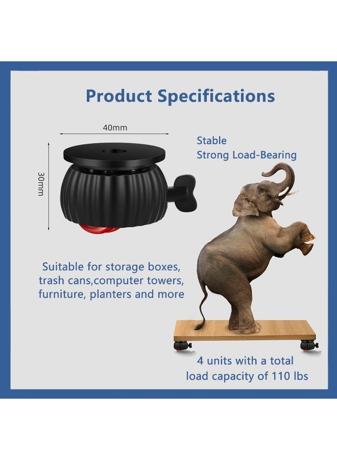 NANAO Self-Adhesive Caster Wheels, 4 PCS 360 Degree Rotating Casters with Heavy Duty Adhesive, Compact Universal Mobility Wheels for Chairs, Buckets, Cabinets and Office Equipment, Quiet Glide Des - Image 5