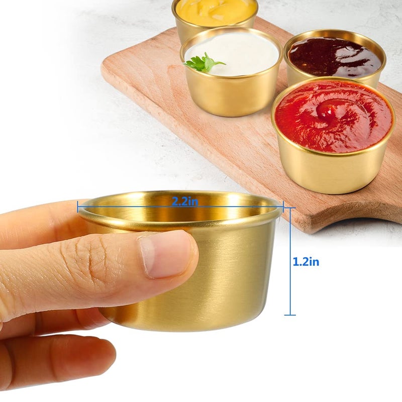 Amytalk Ramekin Sauce Dipping Bowl Mini Sauce Cups Pudding Condiment Cups for Home Party Restaurant (Golden 12PCS 60ml) - Image 2