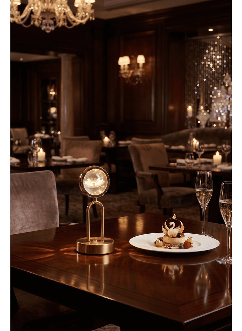 Luxury 3D Laser Engraved Crystal Swan Table Lamp - Elegant Gold Metal LED Night Light with Touch Control, Dimmable Ambient Lighting for Bedroom, Living Room, Anniversary & Wedding Gift Decoration - Image 1