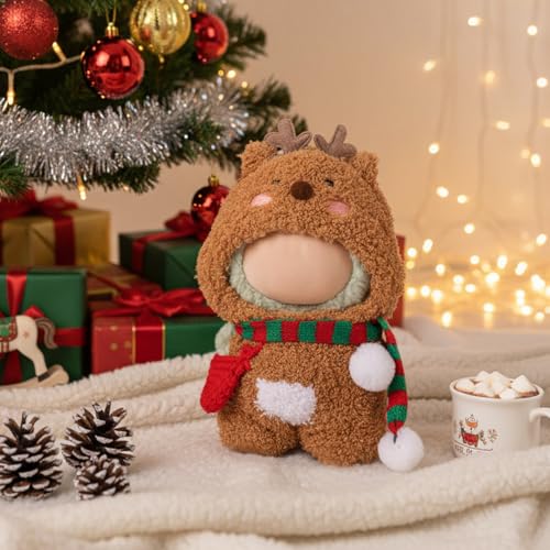 Simgoing 17 cm Doll Clothes Accessories for Christmas No Doll Reindeer Hat Knitted Christmas Scarf Red Bag Holiday Dolls Clothing Accessories Party Decor Xmas Dolls Costume Dressed Up Gift Idea - Image 5