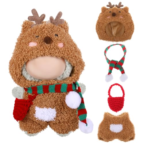 Simgoing 17 cm Doll Clothes Accessories for Christmas No Doll Reindeer Hat Knitted Christmas Scarf Red Bag Holiday Dolls Clothing Accessories Party Decor Xmas Dolls Costume Dressed Up Gift Idea - Image 1