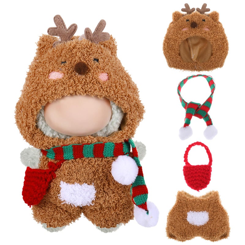 Simgoing 17 cm Doll Clothes Accessories for Christmas No Doll Reindeer Hat Knitted Christmas Scarf Red Bag Holiday Dolls Clothing Accessories Party Decor Xmas Dolls Costume Dressed Up Gift Idea - Image 3