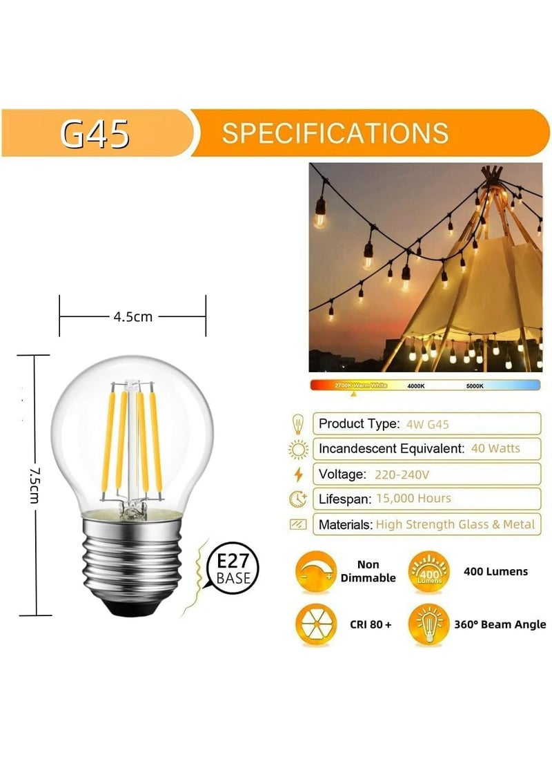 HUA QIANG WANG - 33FT Outdoor String Lights, 10 Meter 20 Hanging Sockets Decorative Lights for Outdoor Garden - Image 1
