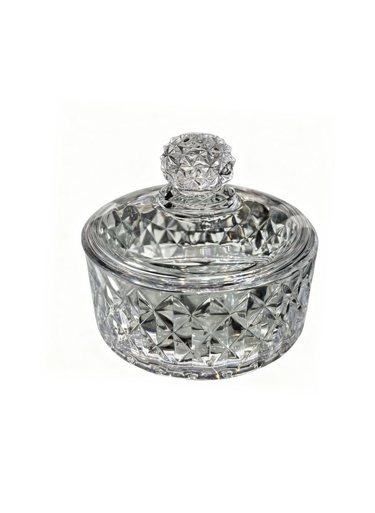 Glass Crystal Candy Jar with Diamond-Cut Lid – Elegant Glass Storage Container