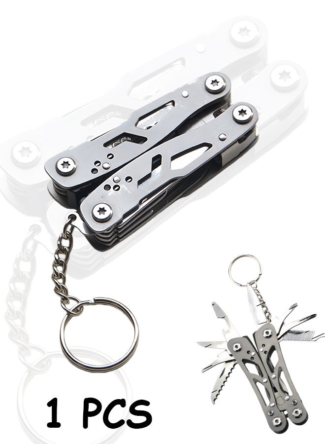 Small Multitool Pliers,Outdoor Pocket Multitools Mini Pliers,Best Gifts for Mens, Boys, Birthdays, Christmas, Friends, 15 In 1 Stainless Steel Accessible Tools(Grey) - Image 1