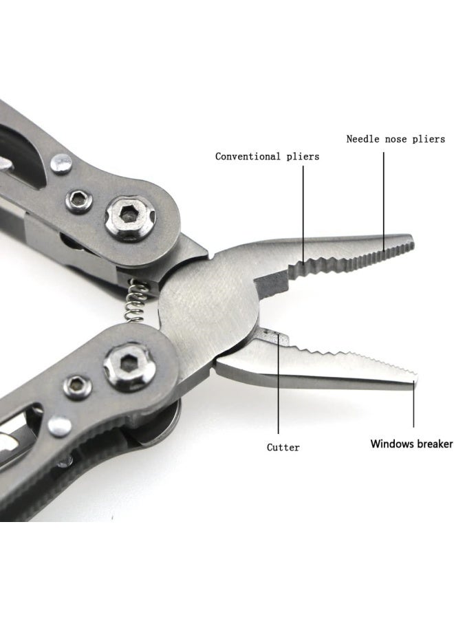 Small Multitool Pliers,Outdoor Pocket Multitools Mini Pliers,Best Gifts for Mens, Boys, Birthdays, Christmas, Friends, 15 In 1 Stainless Steel Accessible Tools(Grey) - Image 3