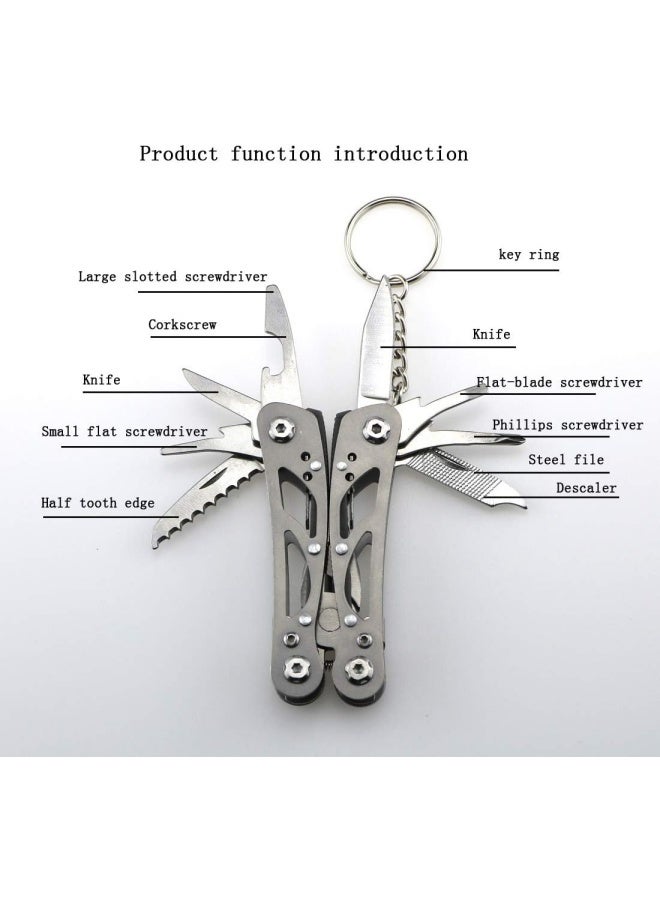 Small Multitool Pliers,Outdoor Pocket Multitools Mini Pliers,Best Gifts for Mens, Boys, Birthdays, Christmas, Friends, 15 In 1 Stainless Steel Accessible Tools(Grey) - Image 2