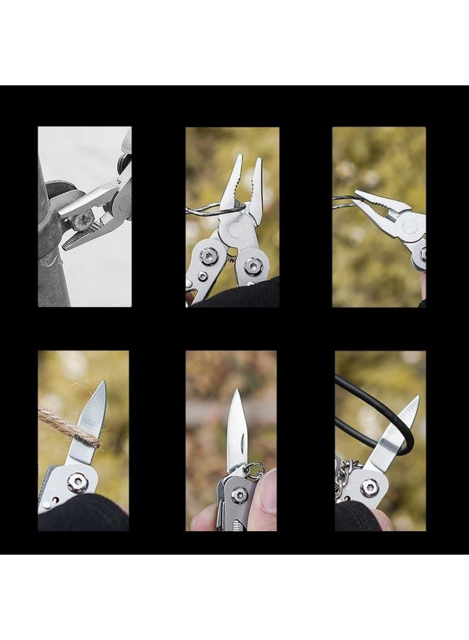 Small Multitool Pliers,Outdoor Pocket Multitools Mini Pliers,Best Gifts for Mens, Boys, Birthdays, Christmas, Friends, 15 In 1 Stainless Steel Accessible Tools(Grey) - Image 5