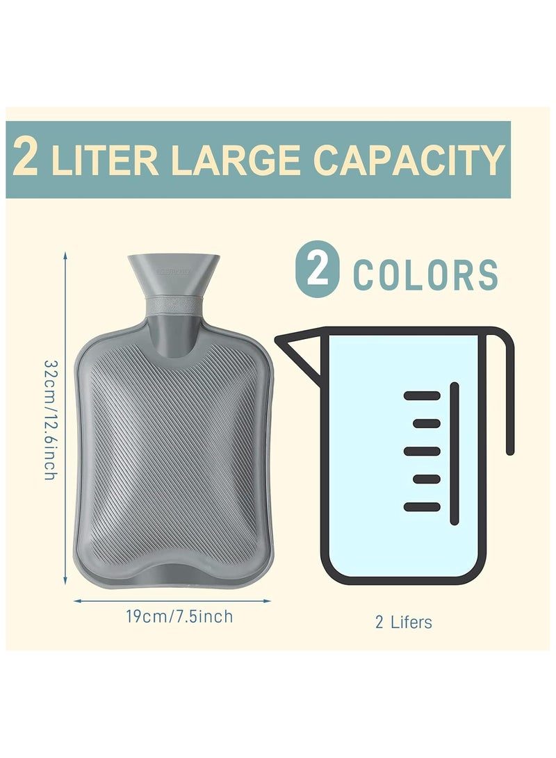 YelaJoy Hot Water Bottle with Soft Cover - 2L Large - With compartments, Classic Hot Water Bag for Pain Relief, Neck and Shoulders, Feet Warmer, Menstrual Cramps, Hot and Cold Therapy - Image 5