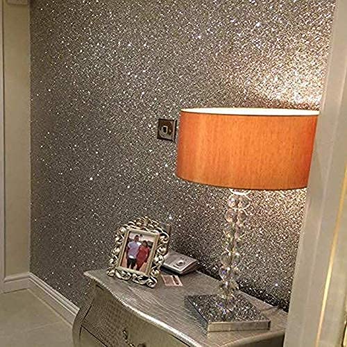 DHHOUSE Self Adhesive Silver Chunky Glitter Wallpaper, Sparkle Sequins Glitter Wallpaper for Wall (17.4in x 16.4ft, Silver) - Image 3