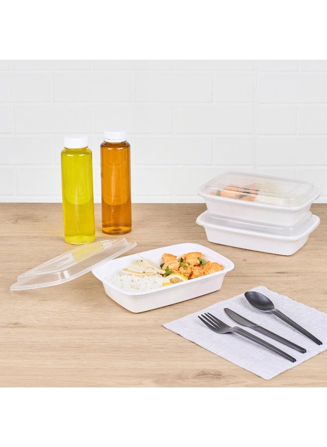 Restaurantware Asporto 24 Ounce Take Out Containers, 100 Food Containers With Lids - Microwavable, Disposable, White Plastic To Go Food Containers, No BPA, For Take Out And Delivery  - Image 3