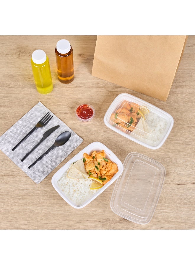 Restaurantware Asporto 24 Ounce Take Out Containers, 100 Food Containers With Lids - Microwavable, Disposable, White Plastic To Go Food Containers, No BPA, For Take Out And Delivery  - Image 5
