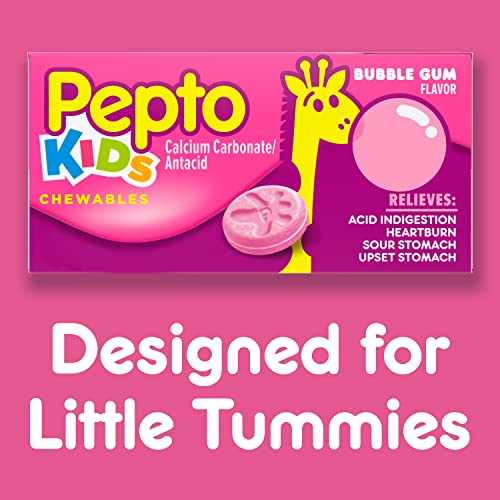 Pepto Bismol Pepto Kid's Chewable Tablets for Heartburn, Acid Indigestion, Sour Stomach, and Upset Stomach, Bubblegum Flavor, 72 Total (3 Packs of 24) - Image 3