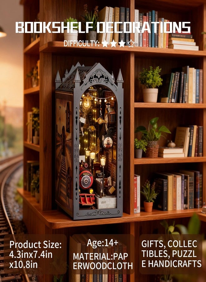 Spilay طقم ركن الكتب، رف كتب لبيت الدمى (منصة قطار خيالية) - Image 4
