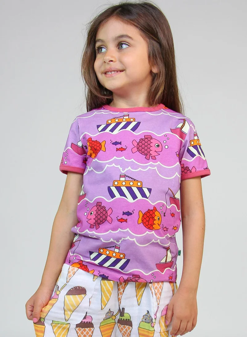 Småfolk T-shirt with boat and fish