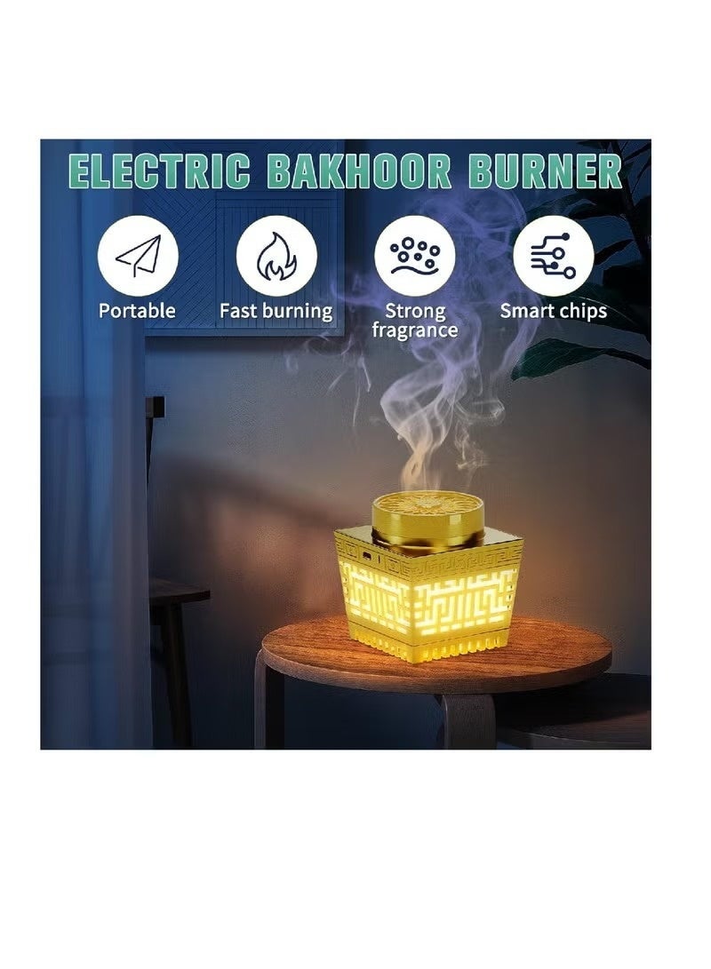 Telawah Quran Speaker & Mini Incense Burner Bakhoor Remote Control With 114 Quran Chapters Multicolor Changing Bluetooth Speaker Night Light With 18 Reciters And 17 Translations Bukhoor Burner (Gold) - Image 5