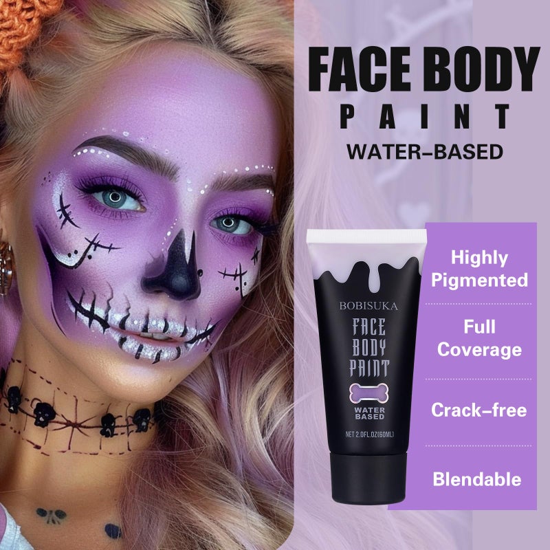 BOBISUKA Light Purple Face Body Paint, Water Based Face Painting for Art Theater Halloween Party Cosplay Clown SFX Makeup for Women Adults Teens, Non-Toxic Washable - Image 4