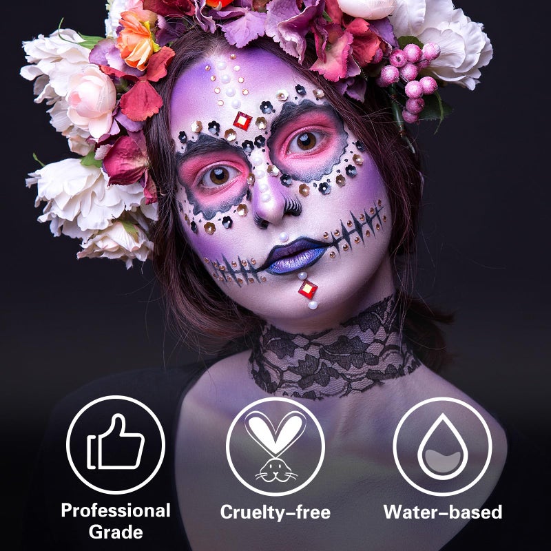 BOBISUKA Light Purple Face Body Paint, Water Based Face Painting for Art Theater Halloween Party Cosplay Clown SFX Makeup for Women Adults Teens, Non-Toxic Washable - Image 3