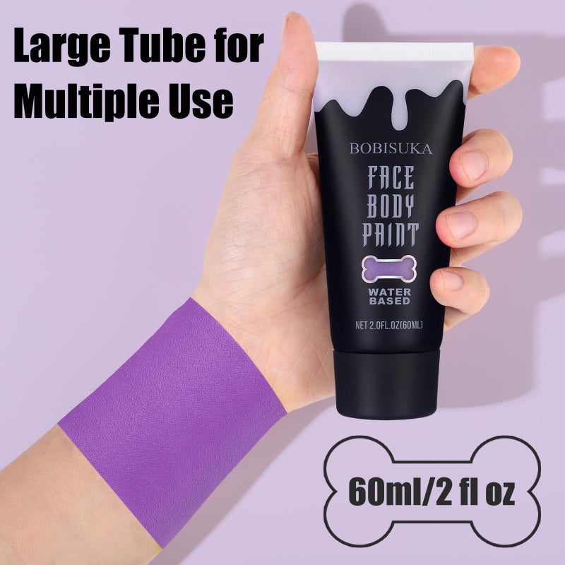 BOBISUKA Light Purple Face Body Paint, Water Based Face Painting for Art Theater Halloween Party Cosplay Clown SFX Makeup for Women Adults Teens, Non-Toxic Washable - Image 2