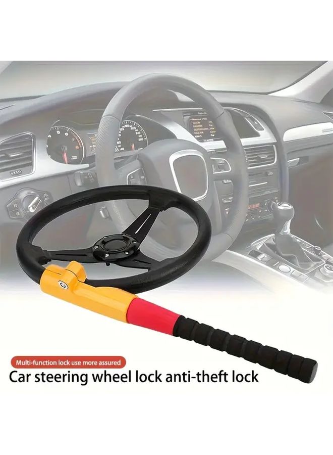 Red Black Zinc Alloy Anti Theft Steering Wheel Lock with Key and Ergonomic Lever - Image 3