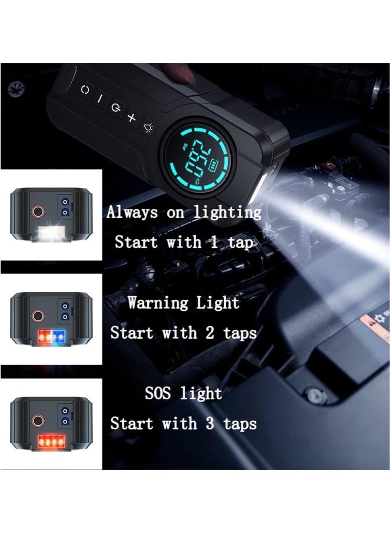 MUNTAQI Car Jump Starter with Air Compressor – 12000mAh Portable Lithium Battery Booster, 1000A Peak Power Bank for 12V Cars, Emergency Jumper Starter with LED Light & USB Charging Ports - Image 3