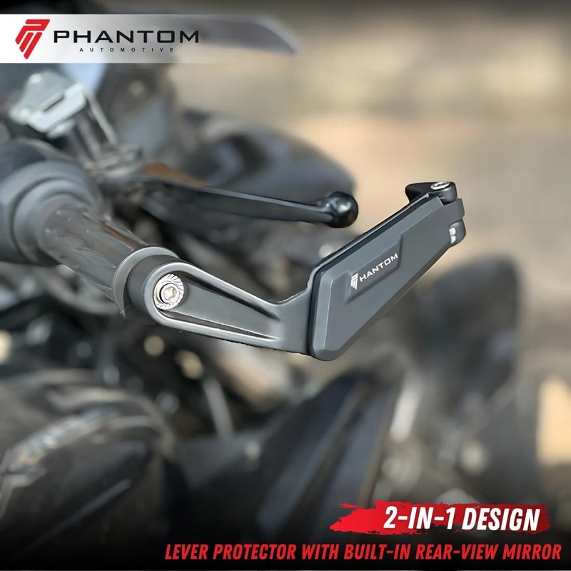 Phantom Premium Bike Handlebar End Rear View Mirrors | Universal Fit For Motorcycles & Scooters | 360° Adjustable | High-Visibility & Durable Design (Set Of 2) (Side View Mirror) - Image 2