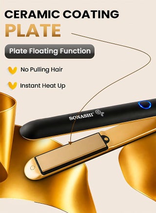 Hair Straightener  Ceramic Coated Plates Max Temperature Upto 200 PTC Heating 360 Swivel Cord Fast Heat Up And Long Lasting Lock Function  SHS-2067N Black/Gold - view 2