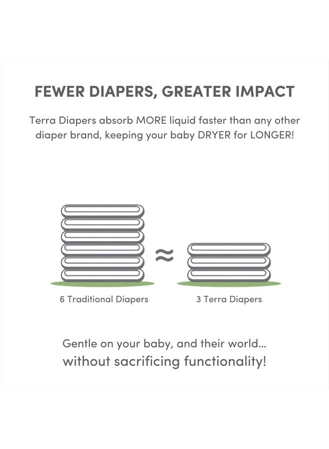 Terra حفاظات حديثي الولادة مقاس 1: 85% حفاظات نباتية، فائقة النعومة وخالية من المواد الكيميائية للبشرة الحساسة، امتصاص فائق للحفاظات النهارية أو الليلية، مصممة لحديثي الولادة حتى 11 رطل، 24 قطعة - Image 4