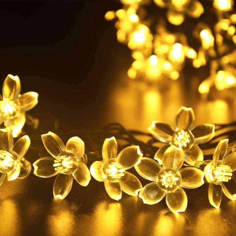 Lexton Lexton 16 Led Blossom Flower Fairy String Lights Plug Sourced for Indoor Outdoor DecorationsWarm White Pack of 1 LexFlower16Led Standard  - Image 2