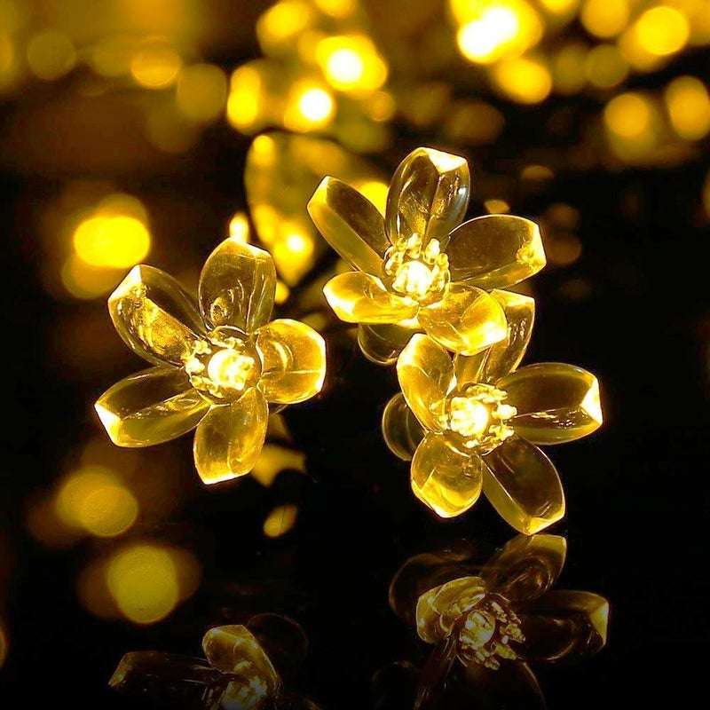 Lexton Lexton 16 Led Blossom Flower Fairy String Lights Plug Sourced for Indoor Outdoor DecorationsWarm White Pack of 1 LexFlower16Led Standard  - Image 1