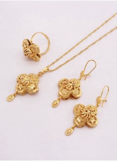 GOLDMAX 21k Gold Plated Necklace & Earrings & One Size Ring Jewelry Set For Women  - Image 2