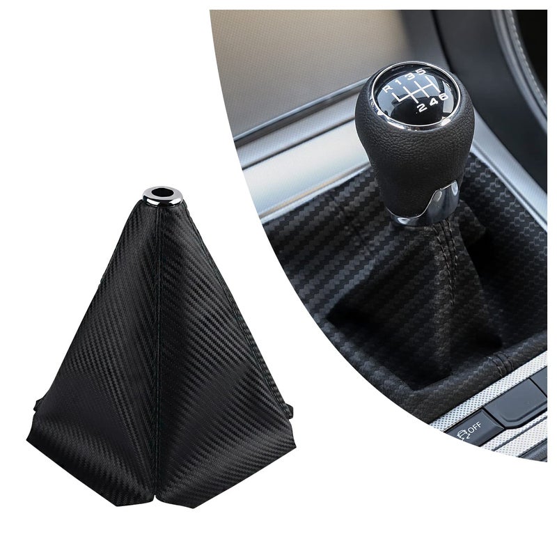 Dustproof Car Shift Knob Cover Protects Gear Shift Knob Decorate Car InteriorUniversal Gear Shift Cover for Most Manual Transmission Car Truck SUV Carbon Fiber Black