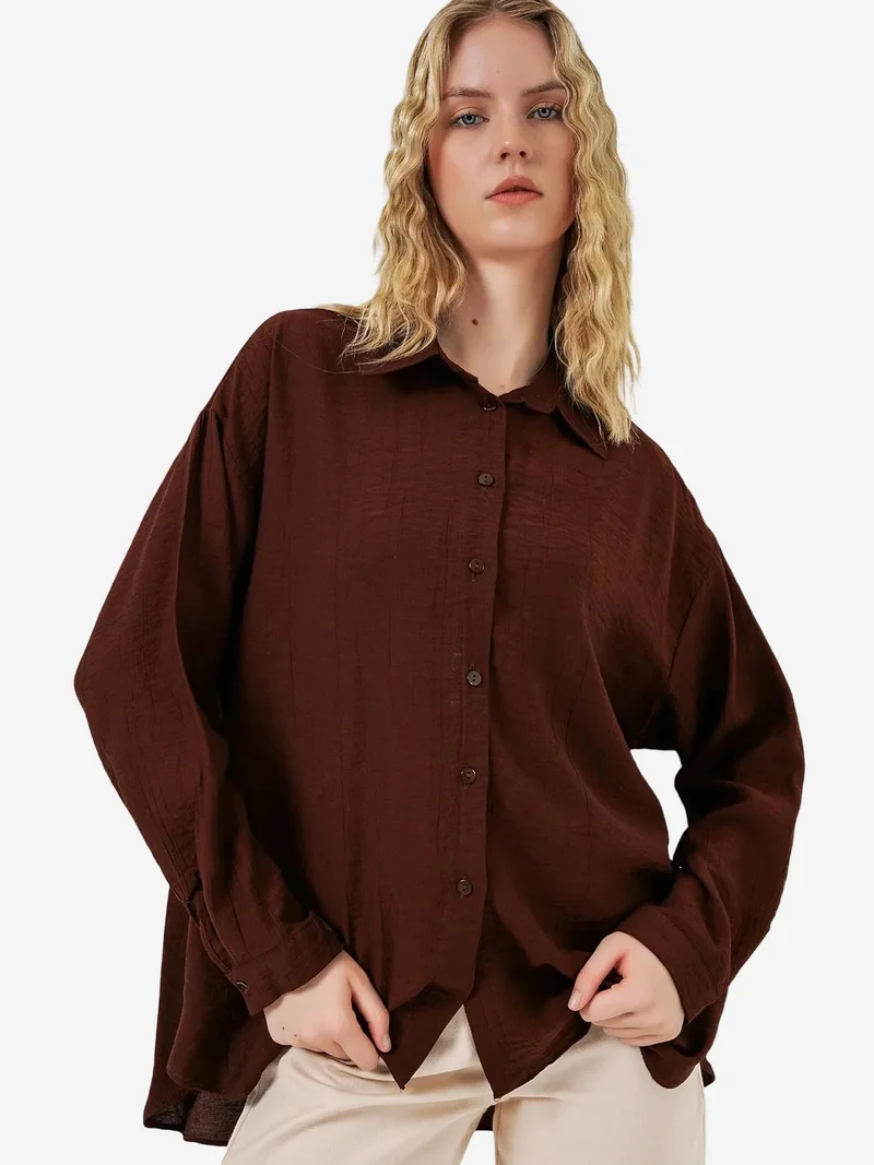 بيغ دارت BDART Oversized Long-Sleeve Button-Up Shirt