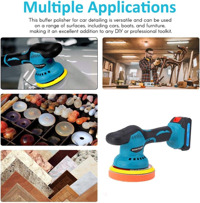 Eacam Cordless Car Buffer Polisher, Car Buffers And Polishers Kit, 8 Variable Speed Car Polishing Kit, 2 * 21V Batteries Cordless Polisher For Car Detailing/Polishing/Waxing/Scratch Removing - Image 3