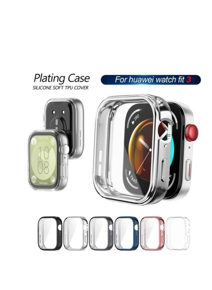 Generic - Cover for Huawei Watch Fit 3, PC + Tempered Screen Protector, All-Inclusive Protection, Shock Resistant, Case for Huawei Watch Fit 3 Smartwatch.Satin Black - Image 1