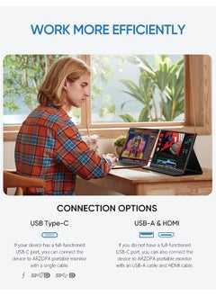 Generic Portable Monitor, 15.6'' 1080P FHD Laptop Monitor USB C HDMI Computer Display HDR Eye Care External Screen w/Smart Cover for Mac Phone Xbox Switch PS5-S1 Table  - Image 3