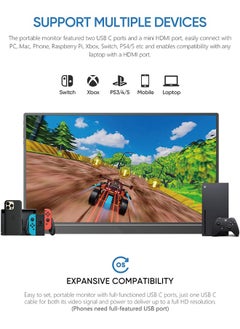 Generic Portable Monitor, 15.6'' 1080P FHD Laptop Monitor USB C HDMI Computer Display HDR Eye Care External Screen w/Smart Cover for Mac Phone Xbox Switch PS5-S1 Table  - Image 5