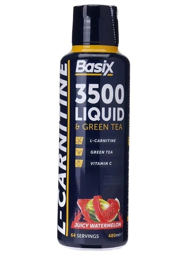 Basix 3500 Lcarnitine And Green Tea Watermelon 64 Serv 480 Ml - Image 1
