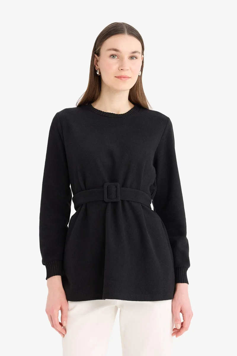 ديفاكتو Regular Fit Thessaloniki Fabric Crew Neck Long Sleeve Tunic