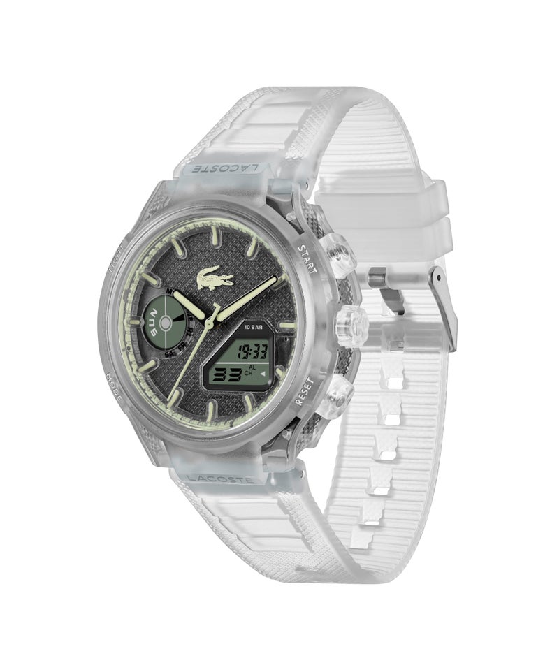 LACOSTE Round Analog-Digital Men'S Stainless Steel And Transparent Tr90 Case  Watch - Image 1
