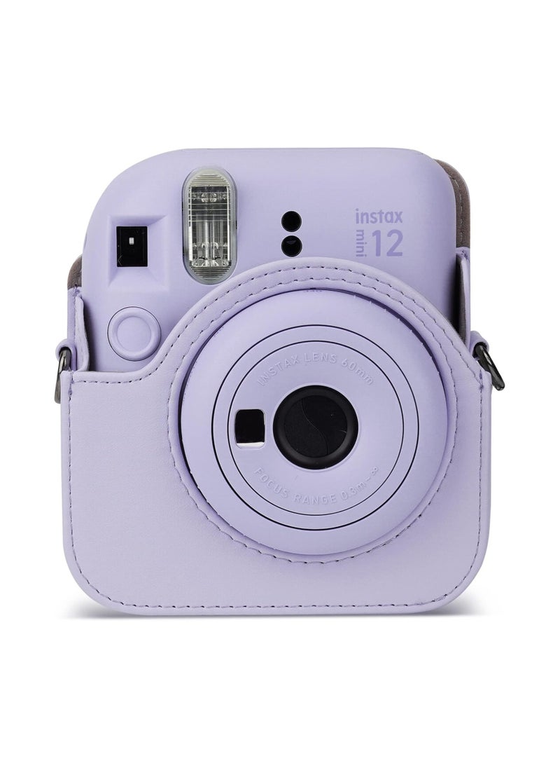 VKL Protective Case Compatible with Instax Mini 12 Instant Camera/PU Leather Portable Travel Storage Cover Bag for Polaroid Mini 12 w/Photos Pocket & Adjustable Shoulder Strap (Purple)  - Image 4
