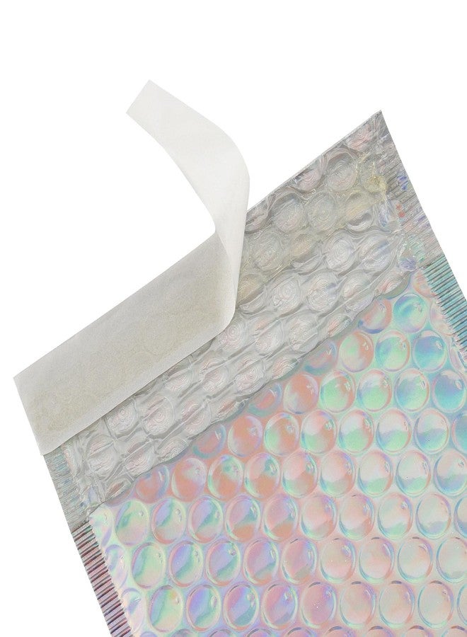 HOIGON 100 PCS 5 x 6 Inch Silver Metallic Bubble Mailers, Foil Glitter Poly Padded Mailing Cushion Envelopes, Holographic Self Seal Adhesive Shipping Bags for Mailing, Packing - Image 3