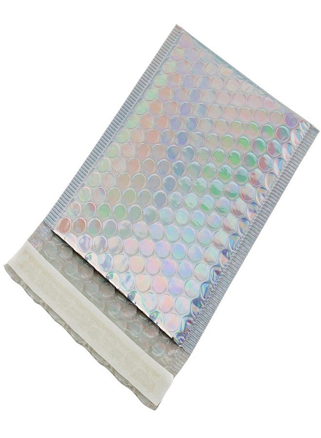 HOIGON 100 PCS 5 x 6 Inch Silver Metallic Bubble Mailers, Foil Glitter Poly Padded Mailing Cushion Envelopes, Holographic Self Seal Adhesive Shipping Bags for Mailing, Packing - Image 5
