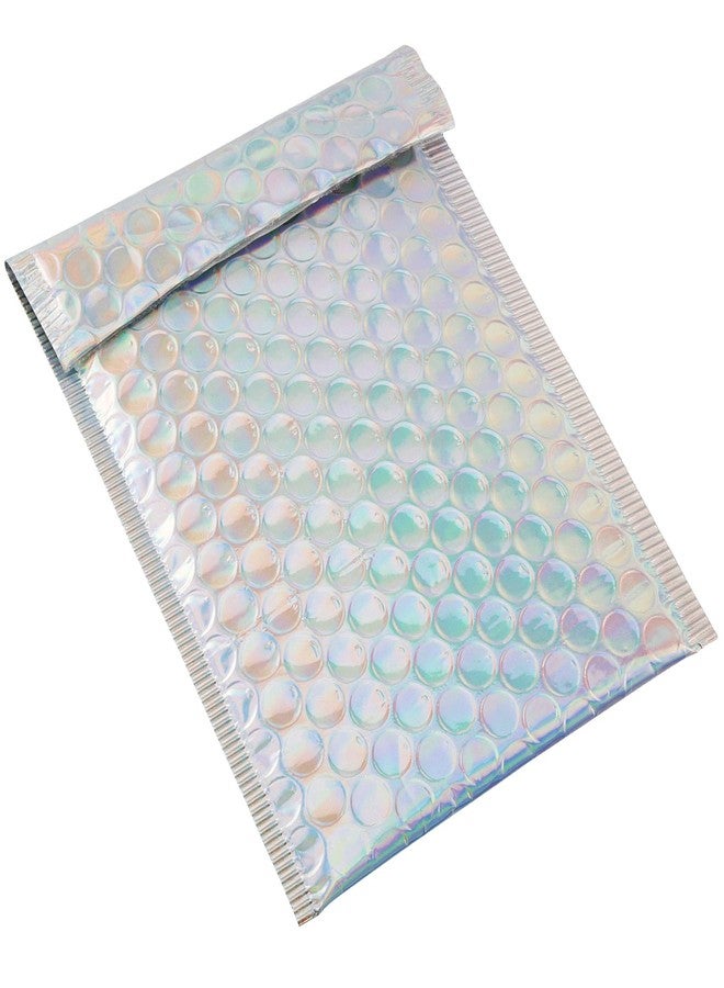 HOIGON 100 PCS 5 x 6 Inch Silver Metallic Bubble Mailers, Foil Glitter Poly Padded Mailing Cushion Envelopes, Holographic Self Seal Adhesive Shipping Bags for Mailing, Packing - Image 4