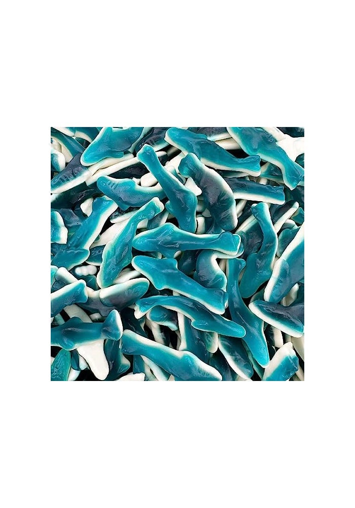 SUNNY ISLAND Blue Sharks Gummy Candy  1 Pound Bag  Gummy Fish in Blue Raspberry and Vanilla Flavors  Chewy Shark Candy for Parties Goody Bags and Themed Events - Image 1