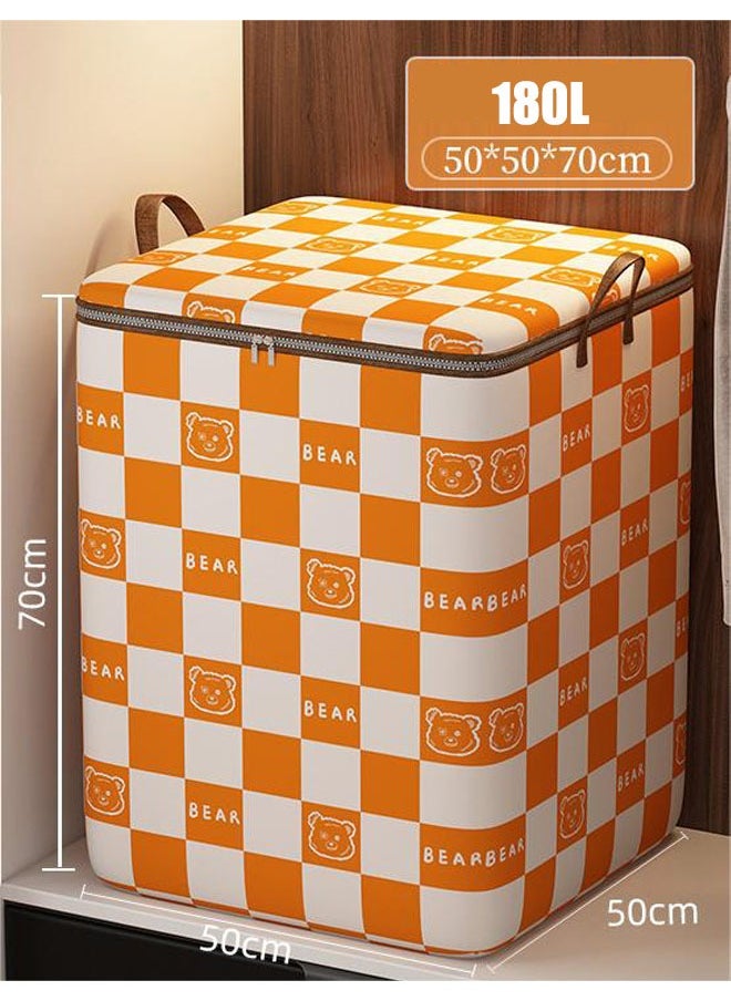 Generic Large Storage Bag Non-Woven Fabric Waterproof Clothing Storage Box Foldable Closet Storage Box With Durable Handle Zipper Blanket Sheet Pillow Toys Storage Container 180l Orange  - Image 1
