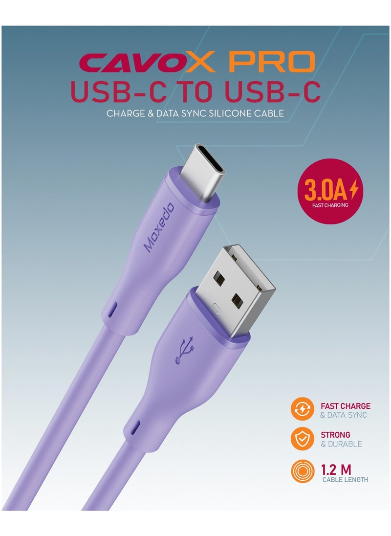 Moxedo Moxedo CavoX Pro USB-A to USB-C Silicone Cable 3.0A Fast Charge and Data Sync Compatible for Galaxy S21, S20, S10, Note 10/9, A51, A11, Switch, Pixel, LG & more (Purple, 1.2m)  - Image 5